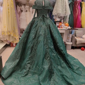 Robe de bal musulmane Lsany222, robe de mariée scintillante et moelleuse, perles luxueuses, appliques en dentelle, organza antistatique, robe de soirée - Product Image 3