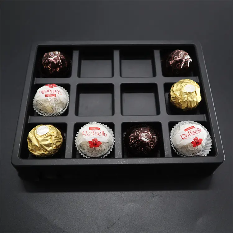 Wholesale blister thermoforming ps/pet 12 cavity clear disposable blister plastic insert tray chocolate