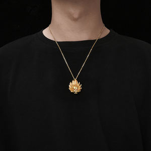 Colgante de Latón Chapado en Oro de 14k con Diseño de Anime Dragon <span class=keywords><strong>Ball</strong></span> Z, Hip Hop Cristiano para Niños, con Piedra Principal de Circonio, Regalo de Son Goku y Vegeta - Product Image 5