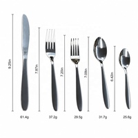 Ensemble de 5 couverts occidentaux traditionnels en acier inoxydable, avec manche incurvé ovale en forme de goutte, poli miroir, comprenant fourchette à dîner, couteau à steak et cuillère à soupe