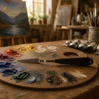 Couteau à palette en acier inoxydable personnalisé KaiSen Factory, revêtement poudré, OEM ODM, outil d'artiste avec logo personnalisé pour fournitures de peinture