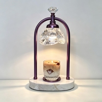 Lampe chauffe-bougie de luxe en cristal K9 multicolore à intensité variable, base en marbre, cadre métallique, pour fondre la cire, décoration maison, mariage, Noël, cadeau
