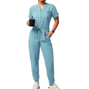 युहोंग महिलाओं की नर्स वर्दी वी-गर्दन खिंचाव स्पैन्डेक्स शॉर्ट स्लीव स्क्रब सूट नए डिजाइन फास्ट डिलीवरी जॉगर्स अस्पताल डॉक्टर - Product Image 2