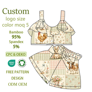 Nouveautés tendance : <span class=keywords><strong>Crop</strong></span> <span class=keywords><strong>top</strong></span> enfant style campagnard imprimé ferme, en bambou lavable, certifié CPSC, pour filles de <span class=keywords><strong>10</strong></span> <span class=keywords><strong>ans</strong></span> - Product Image 1