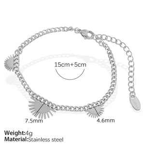 stainless steel gold plated chain <b>bracelet</b> set sun pattern bohemian unisex alloy jewelry - Product Image 3