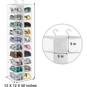 Hanging <b>Shoe</b> Organizer 20 Sections Rectangular Steel Wire Non Woven Wardrobe <b>Storage</b> Shelves Space Saving <b>Shoes</b> - Product Image 3