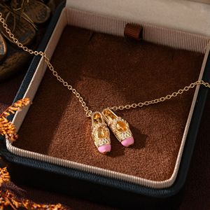 2026 Fashionable 18K Gold Plated <b>Copper</b> Necklace Zircon Ballet Shoes Pendant for Unisex Gift - Product Image 6