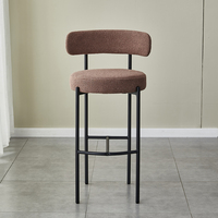 Tabourets de Bar d'Hôtel en Tissu Style Moderne Élégants à Dossier Haut et Pieds Métalliques, Chaises de Bar Hautes Antiques pour Cuisine