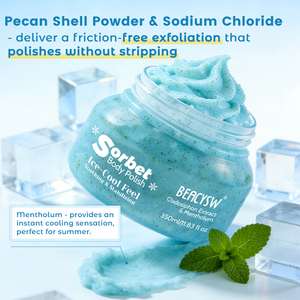 Gommage corporel au sorbet - Exfoliation douce avec poudre de coquille de noix de pécan - Rafraîchissant et hydratant, élimine les peaux rugueuses - Product Image 4