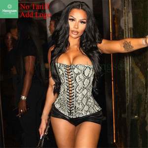 Corsé moldeador texturizado con patrón de serpiente deshuesado de acero Overbust con lazos delanteros y cremallera lateral para una fácil colocación - Product Image 1
