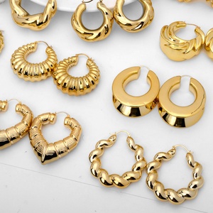 Aretes de Aro Grandes, Clásicos, Geométricos, de Latón, Estilo Vintage, para Novia, de Lujo, Chapados en Oro de 14K, con Gancho - Product Image 5
