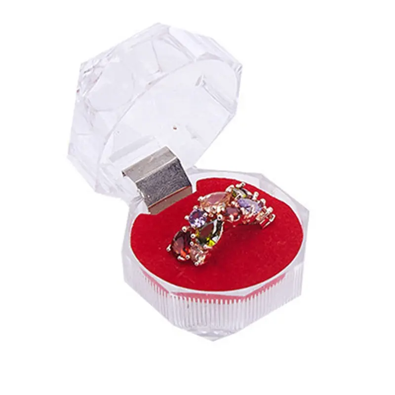 유행 대중적인 우단 안대기 8 각형 아크릴 반지 귀걸이 전시 보석 포장 상자