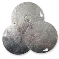 Cache-montage métallique rond rigide de 4 pouces en acier galvanisé argenté, homologué CETL, avec KOS, pour boîtes de jonction électriques et boîtes de sortie