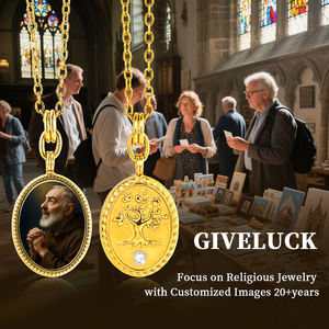 GIVELUCK St. Padre Pio & Tree of Life kolye Stigmata çapraz ön zirkon hayat ağacı ile geri, özel katolik madalya - Product Image 6
