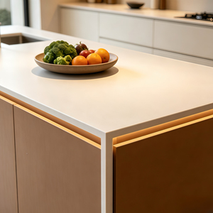 Meubles de cuisine modulaires sur mesure en acier inoxydable avec îlot, évier <span class=keywords><strong>et</strong></span> robinet, finition laquée blanc crème <span class=keywords><strong>et</strong></span> brun chaud <span class=keywords><strong>pour</strong></span> villa <span class=keywords><strong>et</strong></span> appartement - Product Image 4