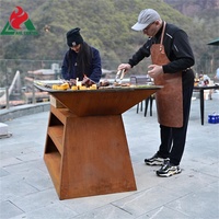 Ensemble de barbecue classique haut de gamme en corten pour la cuisson en plein air