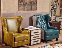 Fauteuil en cuir de luxe style aviateur rétro industriel, idéal pour salon, chambre ou hôtel