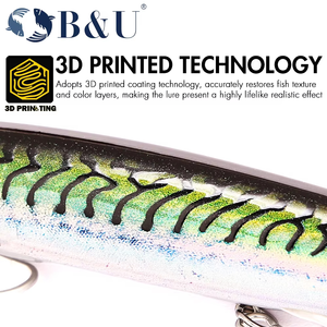 Esca Artificiale B&U JT31 163mm 33.5g Galleggiante 0.4-0.8m Stampata in 3D in Plastica ABS Rigida Tipo Minnow per Lago Fiume Acqua Salata Acqua Dolce Spigola Luccio - Product Image 5