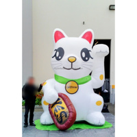 Géant gonflable de chat tabby avec cigare, sac d'argent et signe dollar, direct usine, pour déguisement de patron ou ouvrier du bâtiment amusant, idéal pour événements extérieurs