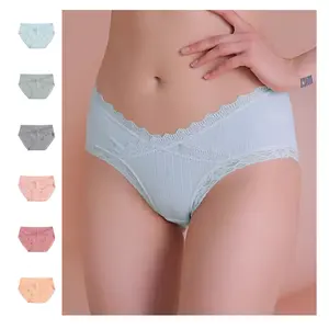 20030Wholesale maternity panties Lace lace antibacterial thread panties early pregnancy low waist belly support triangle panties