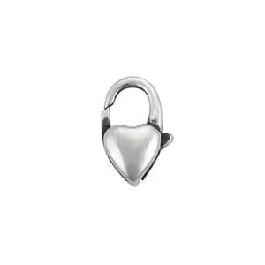 10mm Dainty 925 Sterling Silver Small Puff Heart Shape Necklace Lock, 18K Gold Plated Lobster Clasp For Bracelet Jewelry