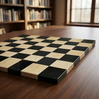 Jeu d'échecs en bois de buis d'ébène sans bordure, double face, impression personnalisée de grande taille