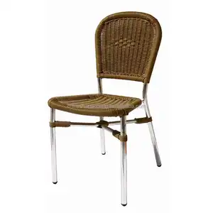 Nhôm thức ăn nhanh nhà hàng Vườn giá rẻ wicker mây armless ghế được sử dụng bởi khách sạn ăn uống ghế