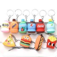 Breloque porte-clés mousqueton en caoutchouc 3D, nouveauté, imitation nourriture (burger, frites), mini jouet de voyage, durable et écologique