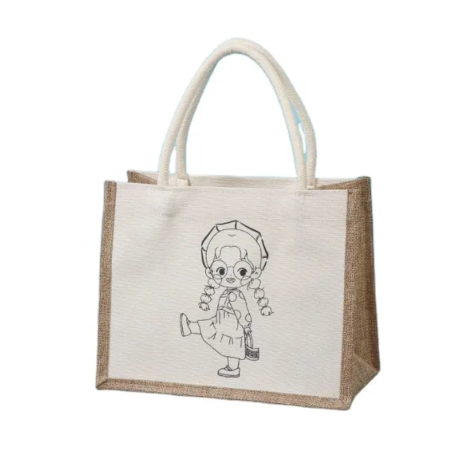 Heiß einfarbig stark modisch Öko-tauschtasche wiederverwendbare tasche mit individuellem Logo Frucht-Einkaufstaschen Jute-Tote-Tasche Großhandel