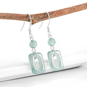 Pendientes Geométricos Cuadrados de Jadeíta Azul Agua Natural Genuina Grado A, Plata S925, Jadeíta Grado Hielo, Únicos para Niños - Product Image 3