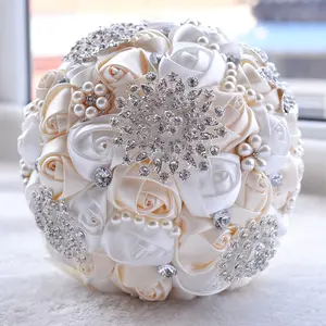 madre della sposa bouquet Suppliers-FAI DA TE da sposa da sposa di perle di cristallo bouquet di alta bouquet di nozze di lusso
