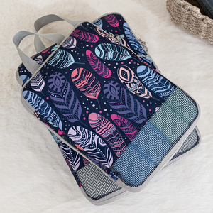 Ensemble de 4 cubes de compression de voyage imprimés, imperméables et légers pour bagages et sacs à dos - Product Image 3