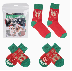 Christmas Pet Socks Non Slip Dog Shoes Breathable Polyester Puppy <b>Booties</b> Cute Holiday Puppy Socks for Dogs <b>Cats</b> - Product Image 2
