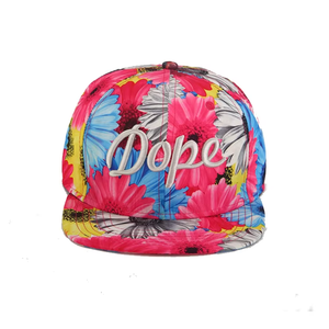 Casquette de baseball Hip Hop à visière plate avec broderie florale vibrante, 100% polyester - Product Image 1