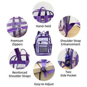 Wholesale Heavy Duty Transparent PVC <b>Backpack</b> Custom Logo Clear <b>Backpack</b> School Bag With Reinforced Strap - Product Image 4