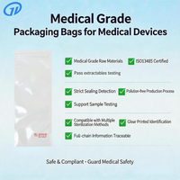 Sachet refermable transparent à fermeture éclair, disponible pour la pré-stérilisation de composants médicaux orthopédiques allongés, avec marque d'avertissement imprimable
