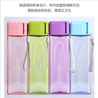 Botella de Agua C320 para Mujer, Diseño Cuadrado Transparente Creativo, Plástico Mate, Gran Capacidad, Antiderrames, Práctica