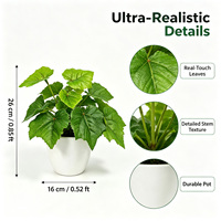Tanaman Daun Anggur Plastik Artificial Real Touch Berkualitas Pabrik Profesional dalam Pot 26cm untuk Dekorasi Zona Game Verde Bush