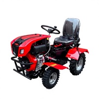Tractor Agrícola de Jardín con Tracción en las 4 Ruedas, Diésel, 18 HP, Pequeño, Compacto, Cultivador Utilitario de 4 Ruedas para Césped