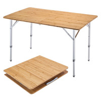 Table de pique-nique pliable en bambou moderne de grande taille Hangrui - Meubles d'extérieur faciles à transporter pour les repas et les rassemblements dans les parcs et les villas