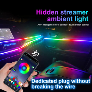 NOVKIR Luz Ambiental Universal RGBIC Symphony <span class=keywords><strong>para</strong></span> Auto, Control por Aplicación Bluetooth, Tira Acrílica, Efecto de Color Dinámico, Lámpara con Ritmo Musical, 12V - Product Image 4