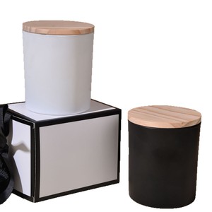 Frosted Glass Scented <b>Candle</b> White And Black Cylinder Home Decoration 1 <b>Wick</b> Machine Made - Product Image 4