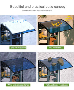 Auvent de terrasse Starshine <span class=keywords><strong>en</strong></span> <span class=keywords><strong>polycarbonate</strong></span> et cadre <span class=keywords><strong>en</strong></span> aluminium, abri de patio, balcon, résistance aux UV, à la pluie et à la neige - Product Image 6