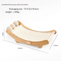 Griffoir pour chat en bois avec surface en sisal résistante à l'usure, boule en sisal, pour le repos et le jeu en intérieur, multifonctionnel