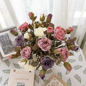 Ramo de Rosas Artificiales Nanchengwei, Rama Individual, Tela Tejida, Decoración de Interiores, Ramo de Boda - Product Image 1