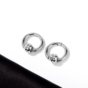 Boucles d'oreilles circulaires au design minimaliste japonais et <span class=keywords><strong>coréen</strong></span>, personnalisées, rétro, pour hommes, en acier inoxydable, pour boîte de nuit, cadeau - Product Image 2