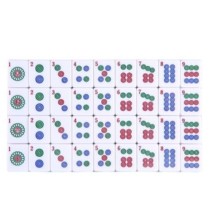 Mahjong Digital Inglés con Patrón de Bambú, Versión Ancha de 34 mm, de Melamina para Viaje con Estuche de Cuero - Product Image 2