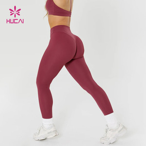 <span class=keywords><strong>Leggings</strong></span> Sportivi da Donna ODM HUCAI con Logo Personalizzato, <span class=keywords><strong>Vita</strong></span> <span class=keywords><strong>Alta</strong></span>, Compressione Modellante, Effetto Push-Up a Cuore per Palestra e Yoga - Product Image 3