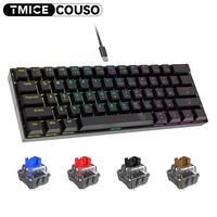 Personnaliser arabe espagnol Gamer Rgb rétro-éclairé 60 pour cent clavier de jeu 61 touches clavier mécanique pour Mac Pc Gamer Teclado