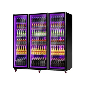 kommerzielle große kühltische bier kühlschrank getränk stehend glas 3 türen smart cooler display gefriereinheit kühlschrank kühlung